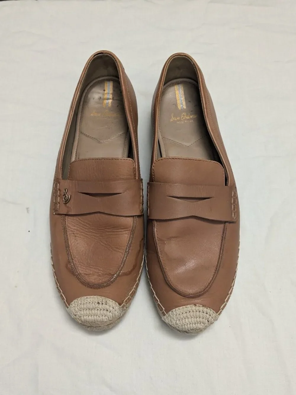 Sam Edelman Men's Tan Leather Espadrille Penny Loafers